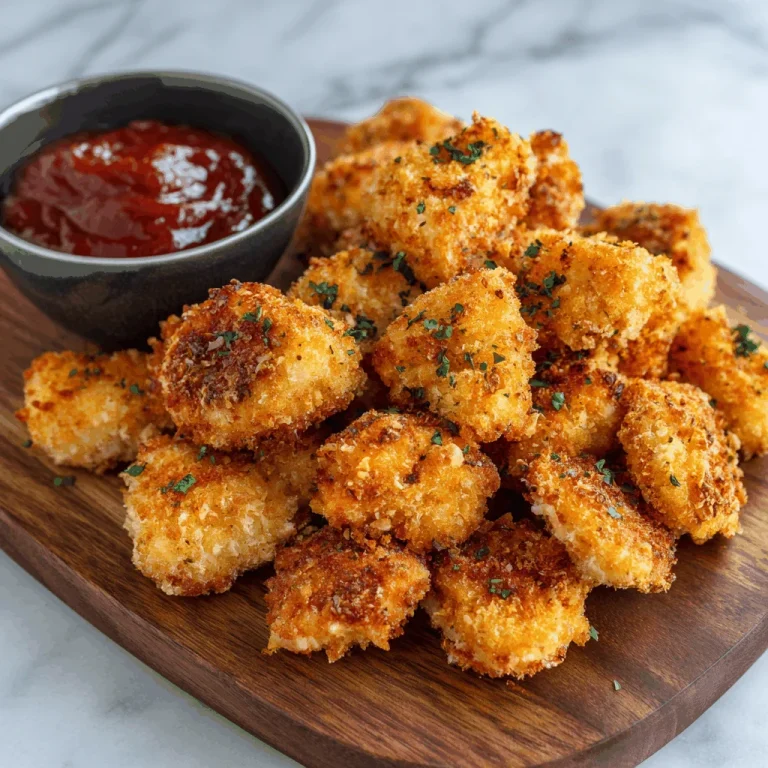 Tender Air Fryer Chicken Bites That Bring Back Family Nights Close-up of crispy, golden-brown air fryer chicken bites in a blue bowl, garnished with parsley.