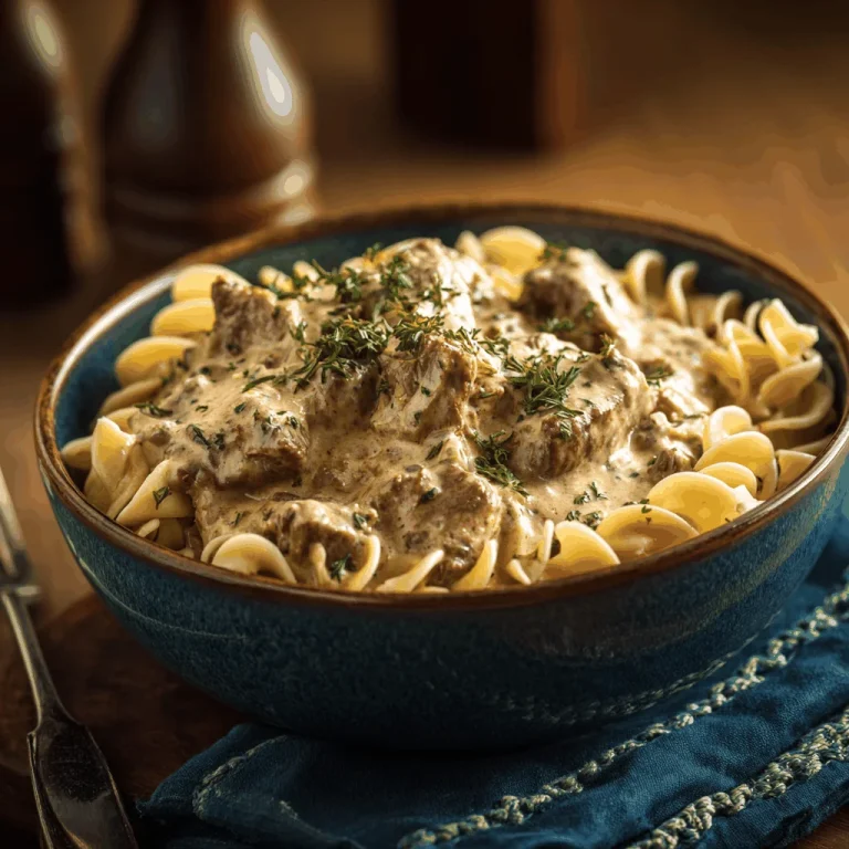 A Comforting Creamy Beef Stroganoff for Busy Hearts A delicious plate of 30-Minute Creamy Beef Stroganoff - Easy Weeknight Dinner