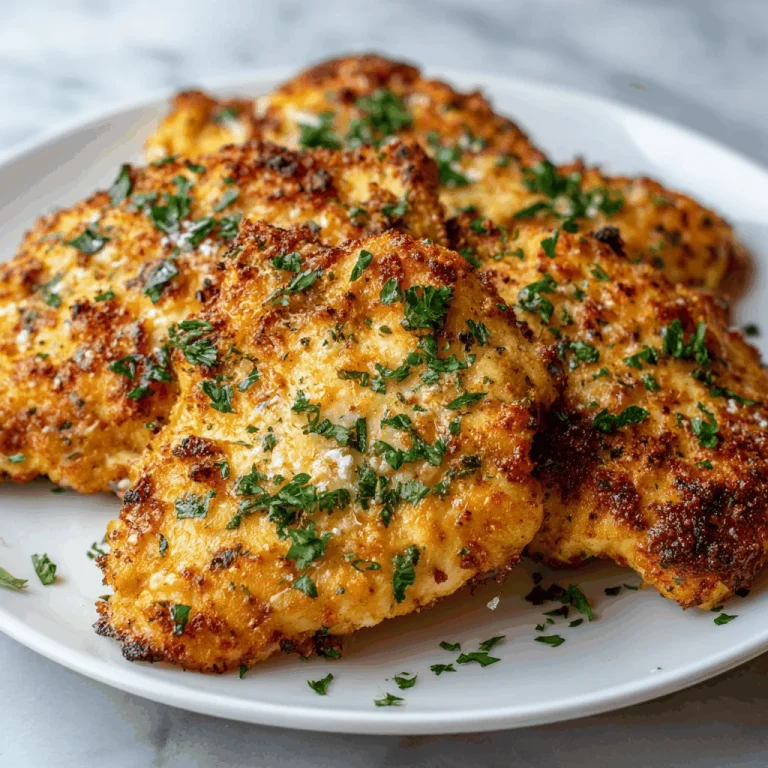 Delightful Garlic Parmesan Air Fryer Chicken That Feels Like Home Crispy garlic parmesan air fryer chicken breast on a white plate.
