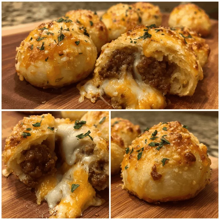 Bite-Sized Joy: My Garlic Parmesan Cheeseburger Bombs A black pan filled with cheesy garlic parmesan meatballs on mini slider buns.