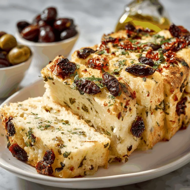A Slice of Joy: Olive Cheese Bread That Brings Us Together Slices of olive cheese bread topped with black and green olives and parsley.