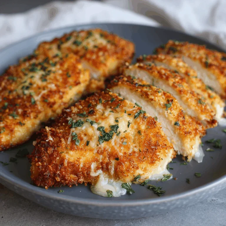 Crispy parmesan crusted chicken breasts in an air fryer basket.