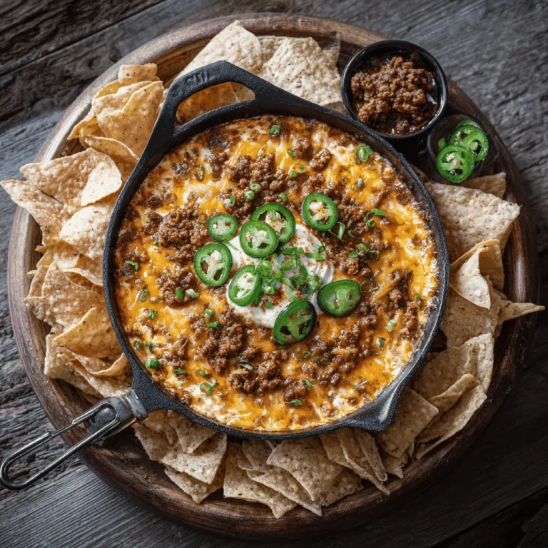 Gather ‘Round for the Ultimate Texas Trash Dip A wooden bowl of Texas Trash Dip, topped with cheese, pico de gallo, and tortilla chips.