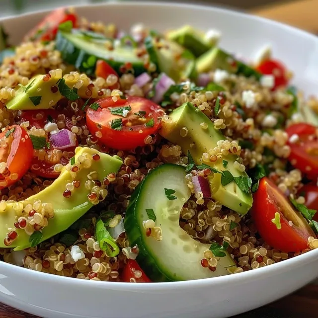 A Heartfelt Quinoa Salad: Nourishment for the Soul A detailed look at a quinoa salad garnished with parsley and feta cheese.
