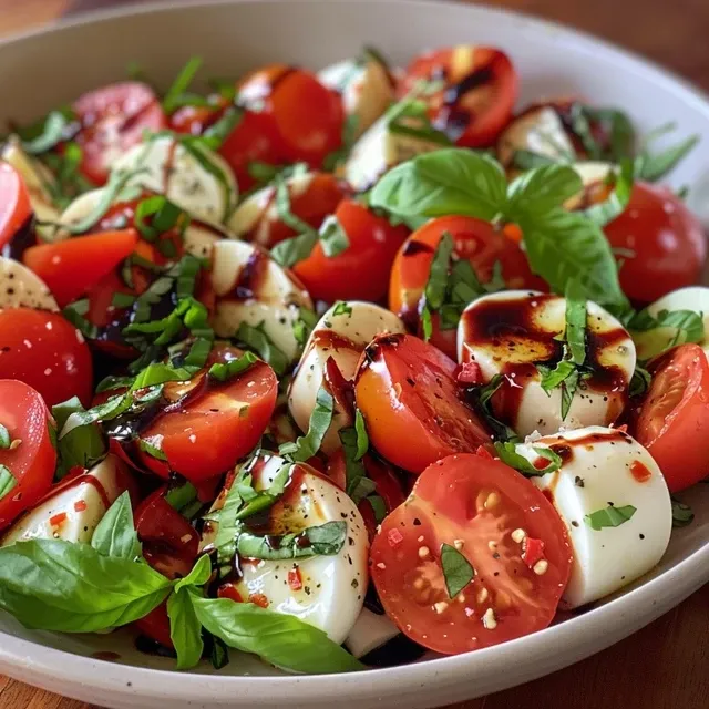 Savoring Summer: The Caprese Salad That Connects Generations An appetizing display of Caprese salad showcasing juicy tomato and mozzarella layers drizzled with olive oil.