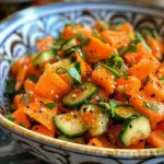 Juicy Carrot Cucumber Salad captured in a close-up, emphasizing texture and freshness.