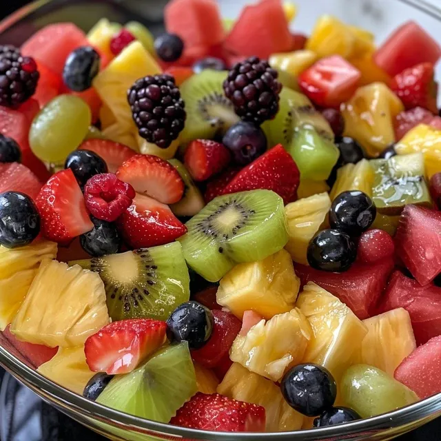A bowl filled with a variety of fruits, showcasing bright colors and textures.