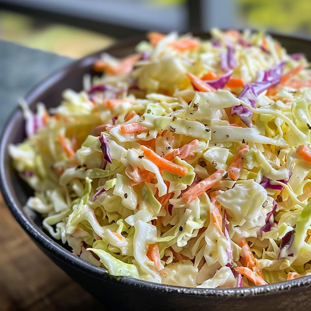 Image of a delicious coleslaw with a variety of ingredients on display.