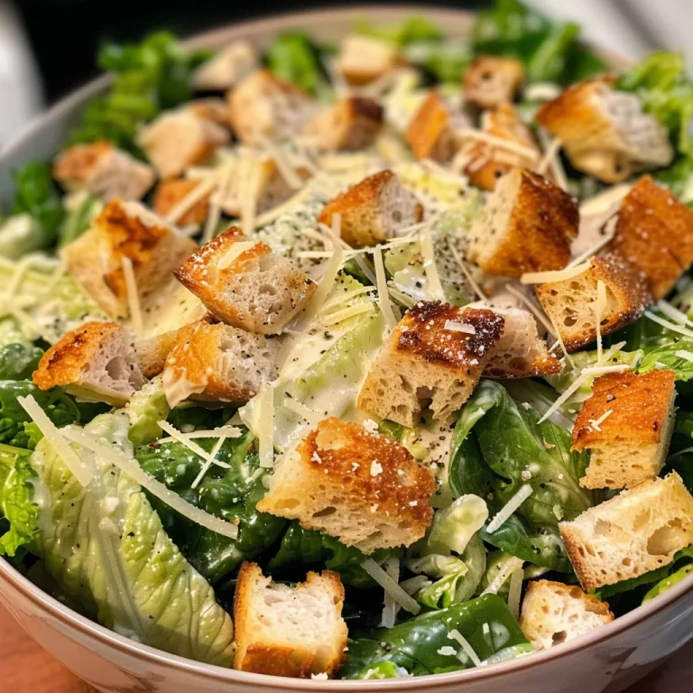 The Caesar Salad That Whispers of Family Gatherings Detailed photograph of a Classic Caesar Salad with vibrant greens and golden croutons.