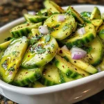 A vibrant avocado cucumber salad featuring bright green ingredients ready to be served.
