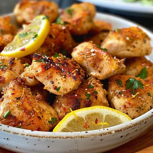 Delicious air-fried chicken bites with a golden-brown crust.
