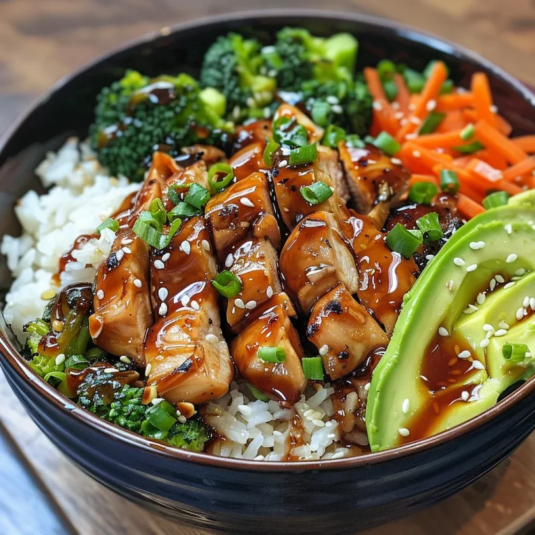 A Bowl of Joy: Teriyaki Chicken That Brings Family Together Juicy teriyaki chicken served over rice with an array of fresh vegetables.