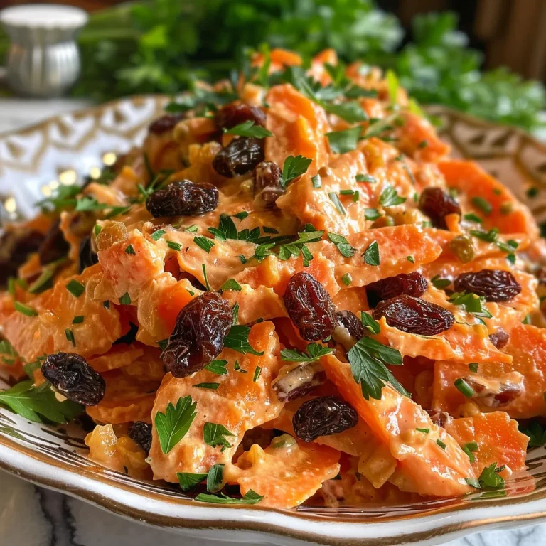 A Crunchy Symphony of Sweetness: Celebrating Carrot Raisin Salad Juicy carrot raisin salad displayed with a creamy dressing.