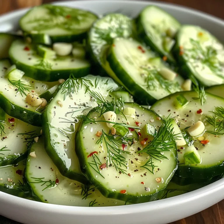 The Refreshing Embrace of Cucumber Salad Like Grandma Used to Make Juicy cucumber salad arranged elegantly, showcasing fresh ingredients and a creamy texture.