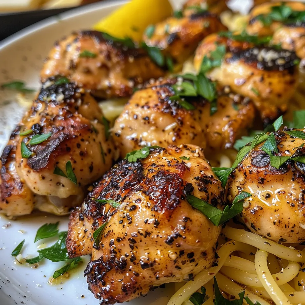 Delicious chicken bites with a creamy Parmesan sauce and linguine.