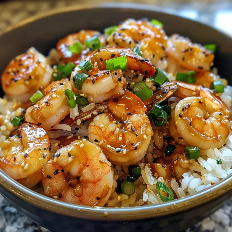 A Cozy Evening with Garlic Butter Shrimp Rice Bowls: Comfort Food for the Soul A side view of a tempting garlic butter shrimp rice bowl, showcasing vibrant ingredients.