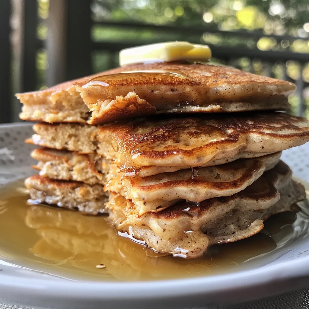Delicious gluten-free almond flour pancakes garnished with berries and a light dusting of sugar.