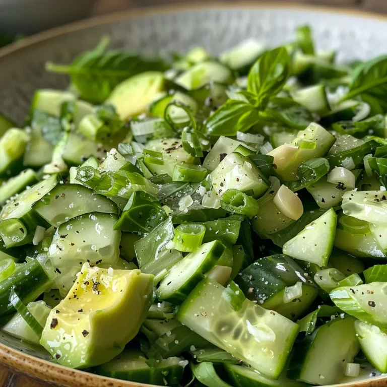 A Symphony of Greens: The Salad That Brightens Every Table Juicy Green Goddess Salad displayed with finely chopped vegetables and herbs in a bowl.