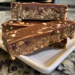 A portion of No Bake Nutella Bars with a smooth, glossy finish, highlighting the hazelnut flavor.