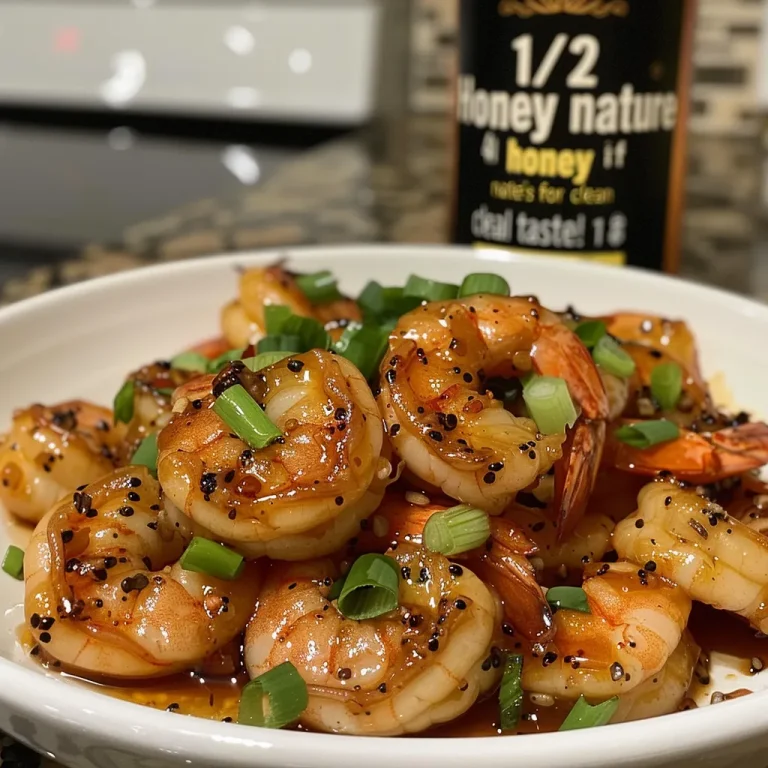 A Sweet Symphony of Flavors: Quick Honey Garlic Shrimp to Cherish Delicious shrimp in a honey garlic marinade, served with lime and herbs.