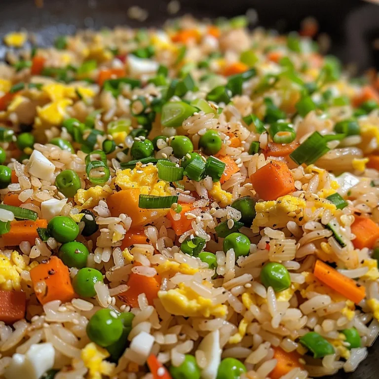 A Bowl of Sunshine: Easy Veggie Egg Fried Rice in Just 20 Minutes Delicious plate of Veggie Egg Fried Rice featuring bright carrots, peas, and bell peppers.