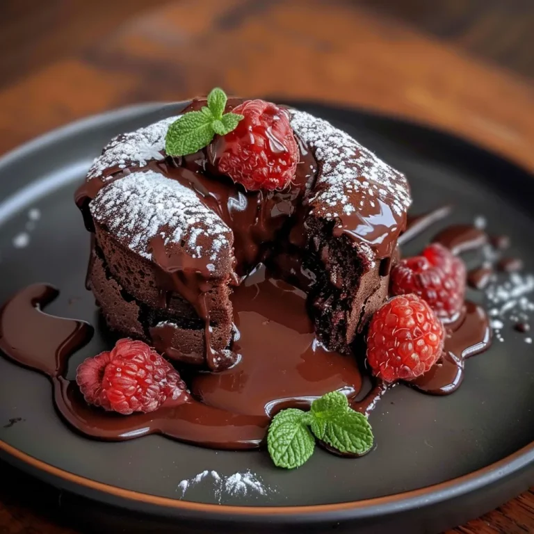 The Heartfelt Indulgence: Chocolate Lava Cake That Melts Memories Close-up side view of a decadent chocolate lava cake with molten chocolate oozing from the center.