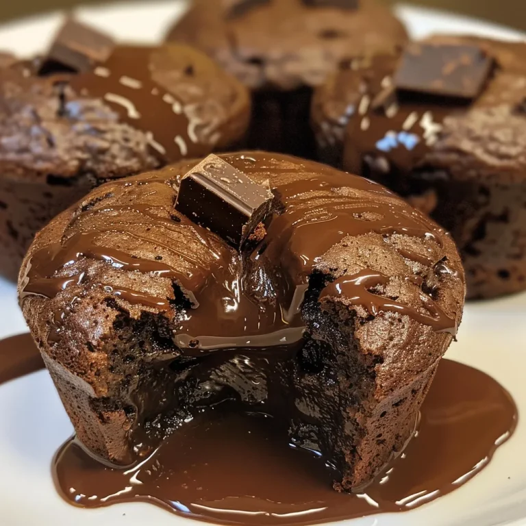 Melting Moments: The Chocolate Lava Muffins That Warm the Heart A close-up side view of a Chocolate Lava Muffin, showcasing its molten chocolate center and rich texture.
