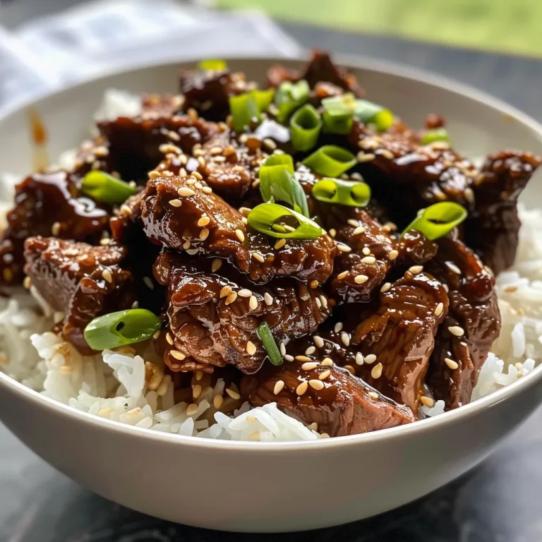 A Bowl of Joy: Crafting Easy Sticky Beef with Heart Close-up view of Easy Sticky Beef Bowls with beef, rice, and garnishes.