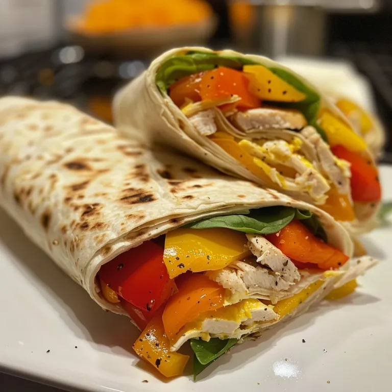 Wraps of Love: A Heartfelt Journey with Egg Life Close-up of Egg Life Wraps filled with shredded chicken, colorful bell peppers, and spinach.