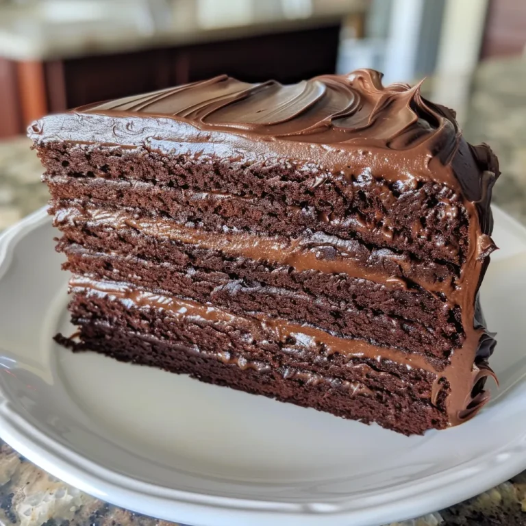 A Slice of Sweet Memories: The Hershey Chocolate Cake That Brings Us Together Side view of a decadent Hershey chocolate cake with rich chocolate frosting.