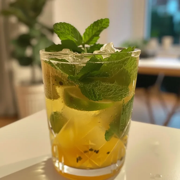Sipping Sunshine: The Tropisk Mojito Mocktail That Dances on Your Taste Buds A refreshing Tropisk Mojito Mocktail in a clear glass with lime slices and fresh mint leaves.