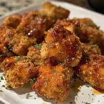 ['Close-up view of juicy Air Fryer Barbecue Chicken Nuggets on a plate.', 'Side view of golden-brown Air Fryer Chicken Nuggets garnished with barbecue sauce.', 'Appetizing Air Fryer Chicken Nuggets displayed with a drizzle of barbecue sauce.', 'Tasty Air Fryer Barbecue Chicken Nuggets served with dipping sauce.']