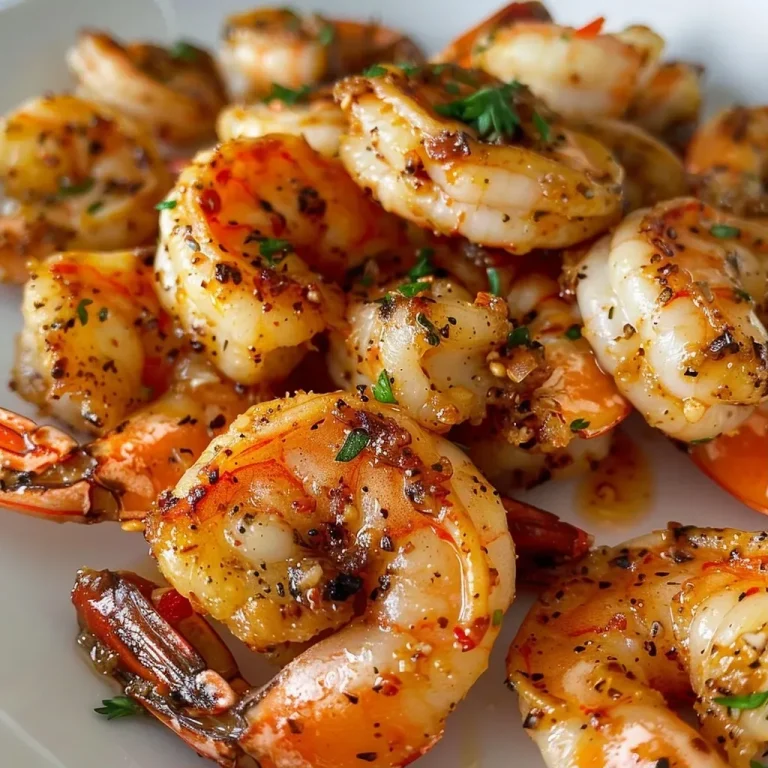 ['Plump shrimp coated in garlic butter sauce, garnished with parsley.', 'Golden-brown air-fried shrimp drizzled with a rich garlic butter sauce.', 'Close-up shot of succulent shrimp topped with melted butter and herbs.', 'Delicious shrimp sautéed in garlic butter, served in a shallow dish.']