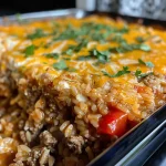 ['A close-up side view of a layered Chili Cream Rice Bake, showcasing its creamy texture and colorful ingredients.', 'A detailed image of Chili Cream Rice Bake, featuring ground beef and melted cheese on top.', 'Side view of a hearty Chili Cream Rice Bake with visible layers of rice and chili beans.', 'A close view of a chili and cheese topped rice casserole, highlighting its creamy texture.']