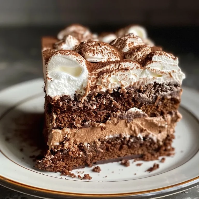 ['Close-up view of a moist Chocolate Marshmallow Protein Cake with a fluffy marshmallow topping.', 'Side angle of a decadent Chocolate Marshmallow Protein Cake, showcasing its rich chocolate layers.', 'Detailed image of a protein-packed Chocolate Marshmallow Cake with a shiny marshmallow layer on top.', 'Vibrant close-up of a Chocolate Marshmallow Protein Cake, highlighting its chocolatey texture and fluffy frosting.']