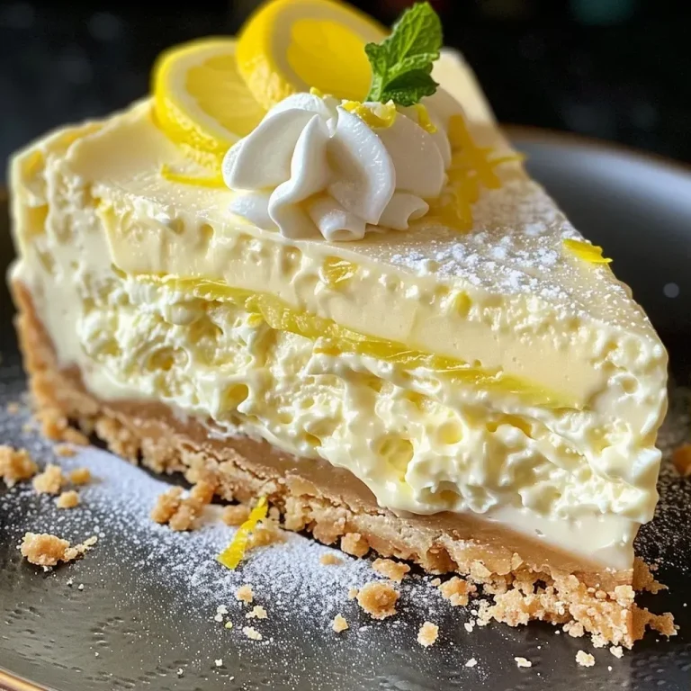 ['Side view of a creamy lemon cheesecake topped with lemon slices and mint.', 'Close-up of a slice of creamy lemon cheesecake with a smooth surface and garnish.', 'A side view of a luscious lemon cheesecake adorned with whipped cream and lemon curd.', 'Detailed view of a creamy lemon cheesecake featuring fresh mint and lemon zest.']