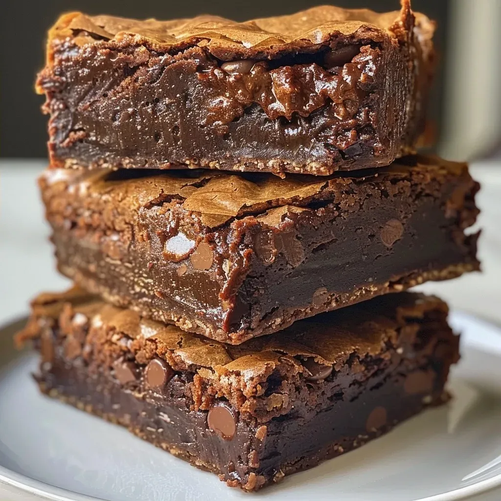 ['A side view of fudgy chocolate cookie bars with melted chocolate on top, showcasing their rich texture.', 'Close-up image of fudgy chocolate cookie bars, highlighting their glossy surface and chocolate chips.', 'A delicious-looking slice of chocolate cookie bar, with a focus on its moist, fudgy interior.', 'Detailed view of fudgy chocolate cookie bars, featuring the melted fudge sauce drizzled on top.']