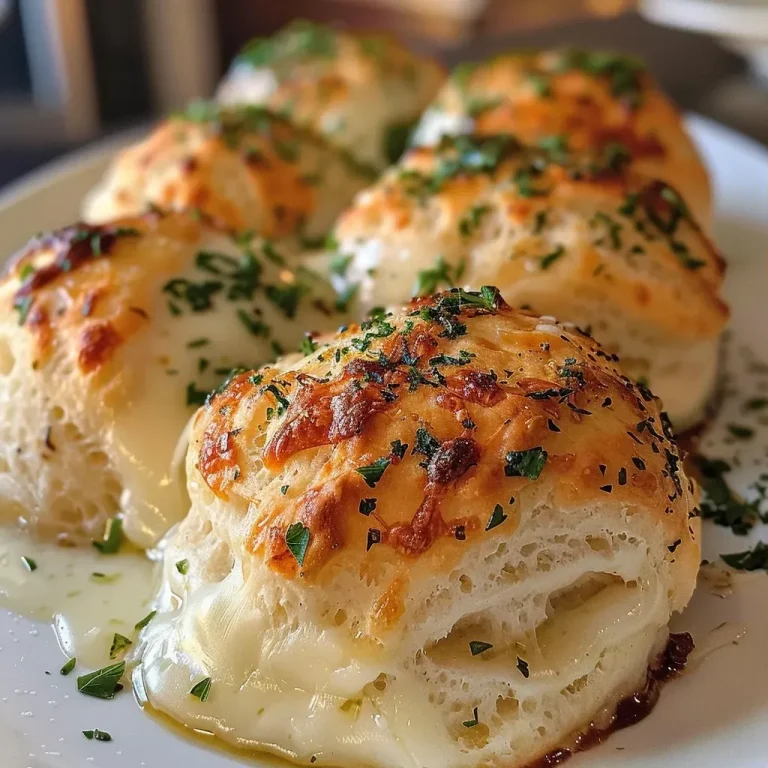 ['Close-up of gooey mozzarella biscuit bombs, revealing melted cheese and flaky biscuit texture.', 'Side view of biscuit bombs filled with melted mozzarella, glistening with butter and herbs.', 'Juicy mozzarella-filled biscuits, showcasing a golden brown exterior and oozy cheese center.', 'Deliciously stuffed biscuit bombs with visible mozzarella cheese stretching from the sides.']