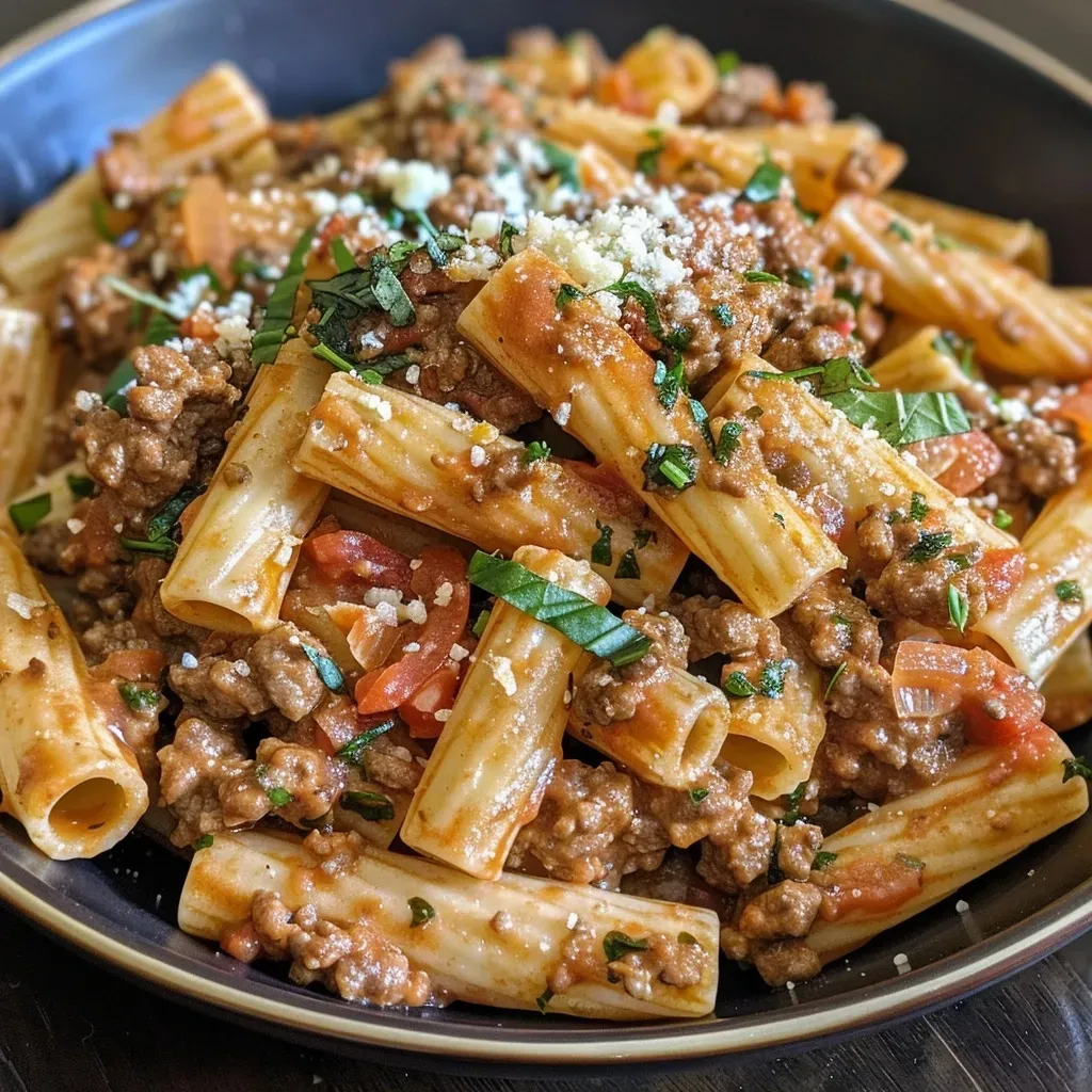 ['Close-up view of creamy beef pasta in a bowl, showcasing the texture and ingredients.', 'Side angle of high-protein creamy beef pasta, highlighting the rich sauce and pasta.', 'Juicy beef pasta dish, emphasizing the creamy texture and garnishes.', 'Detailed shot of a delicious creamy beef pasta with visible ingredients and vibrant colors.']