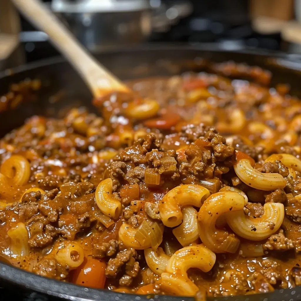 ['Close-up view of a bowl of Keto Goulash featuring ground beef and colorful vegetables.', 'Side profile of hearty Keto Goulash with melted cheese and garnished with parsley.', 'Detailed shot of a serving of Keto Goulash showcasing beef, tomatoes, and pasta.', 'Vibrant Keto Goulash in a bowl, highlighting its rich, chunky texture and toppings.']