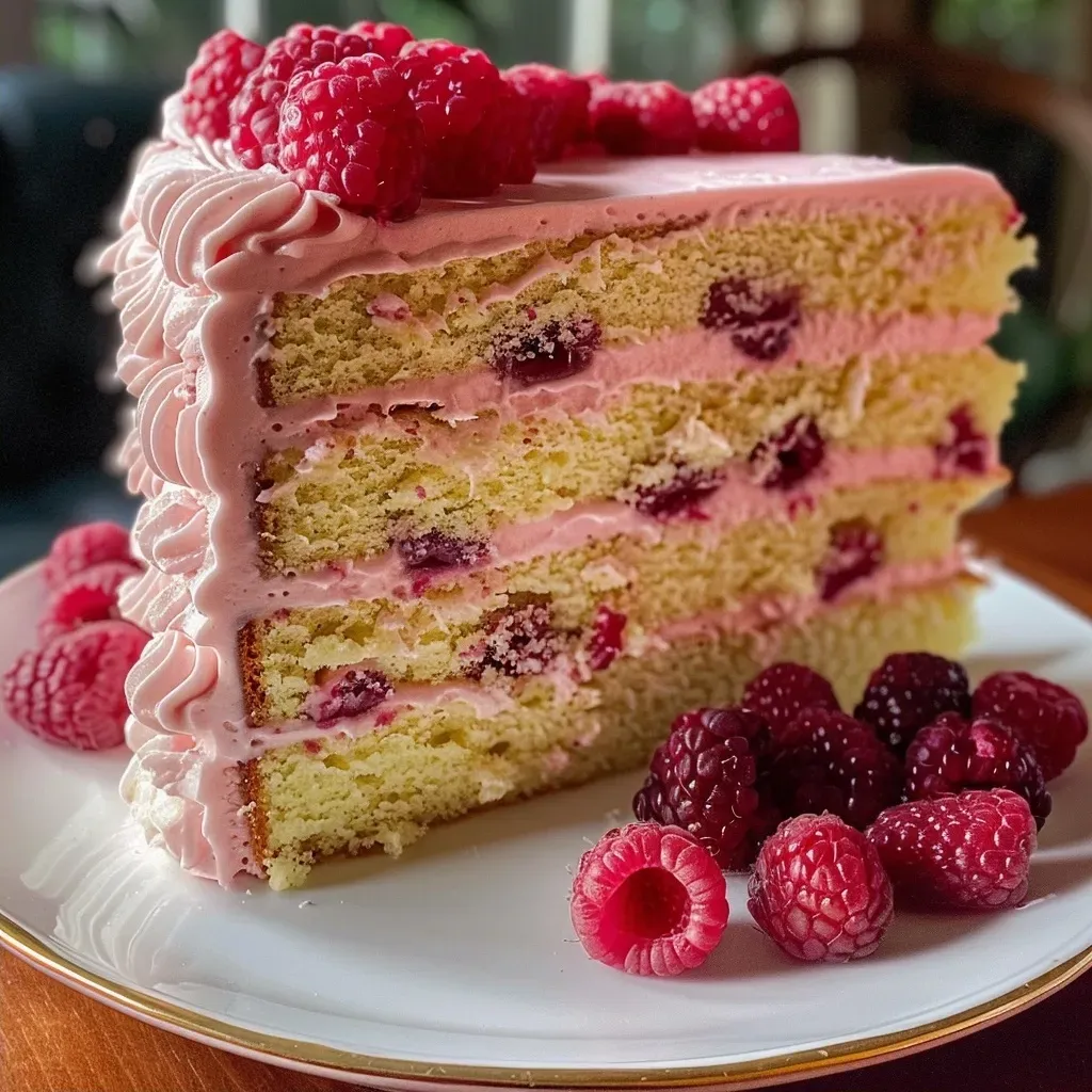 ['A close-up side view of a Lemon Raspberry Cake showcasing vibrant lemon and raspberry layers.', 'Juicy Lemon Raspberry Cake displayed from the side, revealing its rich colors and textures.', 'A detailed side image of a Lemon Raspberry Cake, highlighting the cream filling and fresh fruit layers.', 'Close-up of a multi-layered Lemon Raspberry Cake with visible raspberry preserves and lemon zest.']