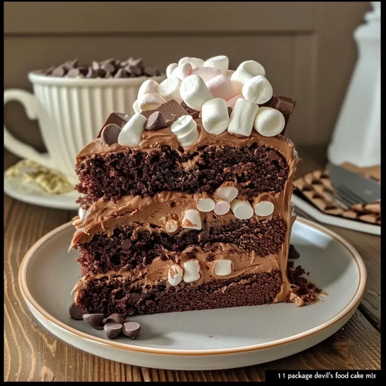 ['Close-up view of a moist Chocolate Cake with marshmallows on top.', 'Side perspective of a layered marshmallow chocolate cake garnished with chocolate chips.', 'Juicy chocolate cake with a plush marshmallow filling and glossy chocolate drizzle.', 'Decadent slice of chocolate cake showcasing marshmallows and rich chocolate layers.']