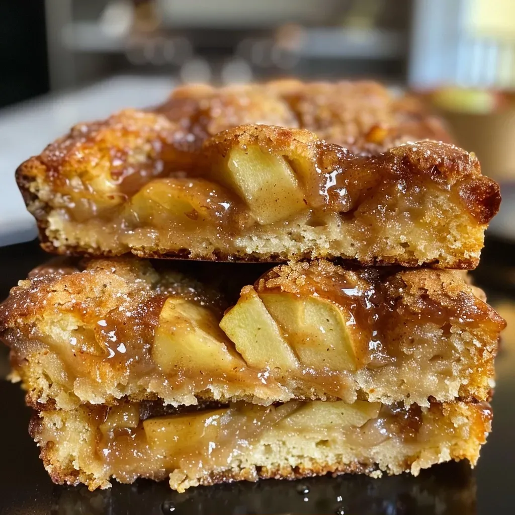 ['Close-up side view of a slice of Apple Fritter Bread with visible apple chunks and glaze.', 'Detailed image of Apple Fritter Bread showing a golden-brown exterior and glaze drizzled on top.', 'Juicy slice of Apple Fritter Bread emphasizing its moist texture and diced apples.', 'Side view of freshly baked Apple Fritter Bread showcasing its soft, fluffy interior with cinnamon highlights.']