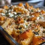 ['Close-up of a creamy Baked Feta and Butternut Squash Pasta dish with sage.', 'Side view of a bowl of pasta featuring baked feta and roasted butternut squash.', 'Delicious butternut squash pasta topped with crumbled feta cheese and fresh herbs.', 'Vibrant bowl of pasta with chunks of roasted butternut squash and melted feta.']