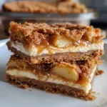 ['Close-up of caramel apple cheesecake bars with a golden crust and creamy filling.', 'Side view of delicious caramel apple cheesecake bars topped with a drizzle of caramel.', 'Rich caramel apple cheesecake bars showing layers of apple and cheesecake filling.', 'Scrumptious cheesecake bars with chunks of apples and a caramel glaze.']