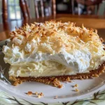 ['Close-up view of a Coconut Cream Pie with a creamy topping and toasted coconut flakes.', 'Side profile of a luscious Coconut Cream Pie showcasing its smooth filling and white chocolate shavings.', 'Detailed view of a slice of Coconut Cream Pie featuring a rich, creamy texture and decorative toppings.', 'Juicy Coconut Cream Pie presented with a glossy surface and adorned with coconut chips and whipped cream.']