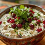 ['Close-up view of a creamy cranberry jalapeno dip with colorful fresh ingredients.', 'Side view of cranberry jalapeno cream cheese dip displayed in a bowl, highlighting its texture.', 'Juicy cranberry jalapeno dip served in a white bowl with a vibrant garnish.', 'Creamy dip featuring cranberries and jalapenos, capturing the essence of the dish.']
