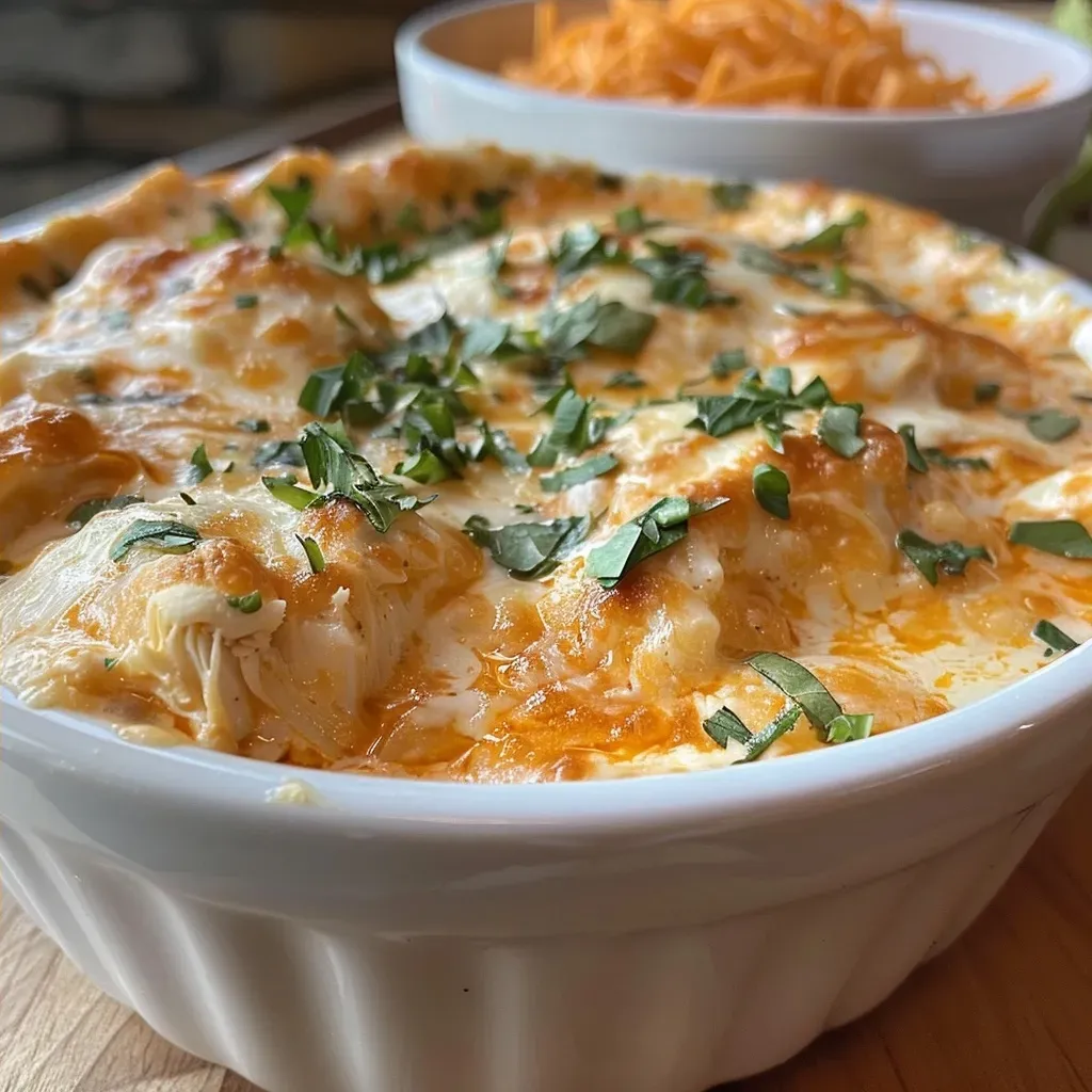 ['Close-up view of a creamy Buffalo Chicken Dip in a crockpot with visible cheese and chicken.', 'Side view of a delectable Buffalo Chicken Dip served in a slow cooker, highlighting its rich texture.', 'Juicy Buffalo Chicken Dip made with cream cheese and cheddar, displayed in a crockpot.', 'Appetizing Crockpot Buffalo Chicken Dip with gooey cheese and shredded chicken, ready to serve.']