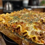 ['Close-up view of a cheesy, layered lasagna with rich meat sauce and herbs.', 'Side view of a delicious freezer lasagna, showcasing layers of pasta, sauce, and melted cheese.', 'Juicy, homemade lasagna served in a dish, highlighting the textures of meat and cheese.', 'A hearty lasagna dish, loaded with ingredients like ground beef and ricotta cheese.']