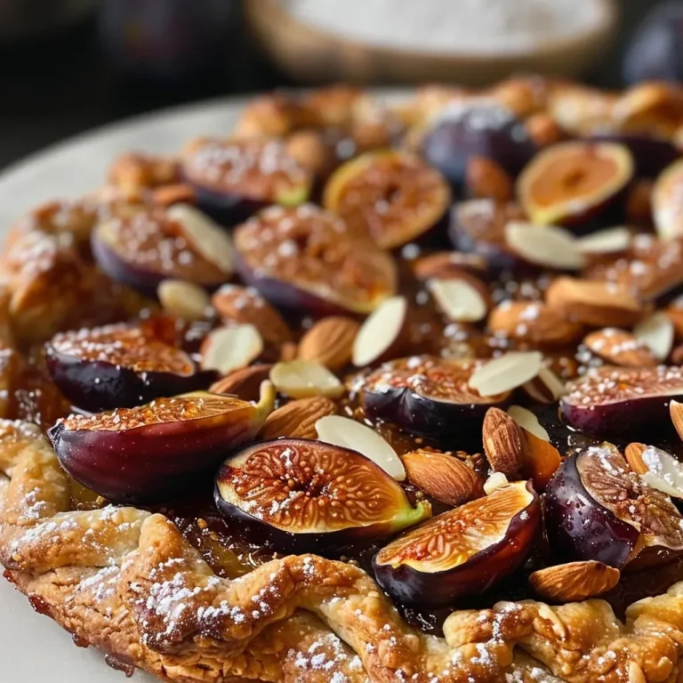 ['A close-up side view of a golden brown Honey-Roasted Fig and Almond Galette with visible figs and almond slices.', 'A detailed side profile of a Honey-Roasted Fig and Almond Galette, showcasing its flaky crust and juicy filling.', 'A vibrant photo of a Honey-Roasted Fig and Almond Galette, highlighting its rich colors and textures with freshly roasted figs.', 'A side view of a Honey-Roasted Fig and Almond Galette, emphasizing the crispy crust and almond topping.']